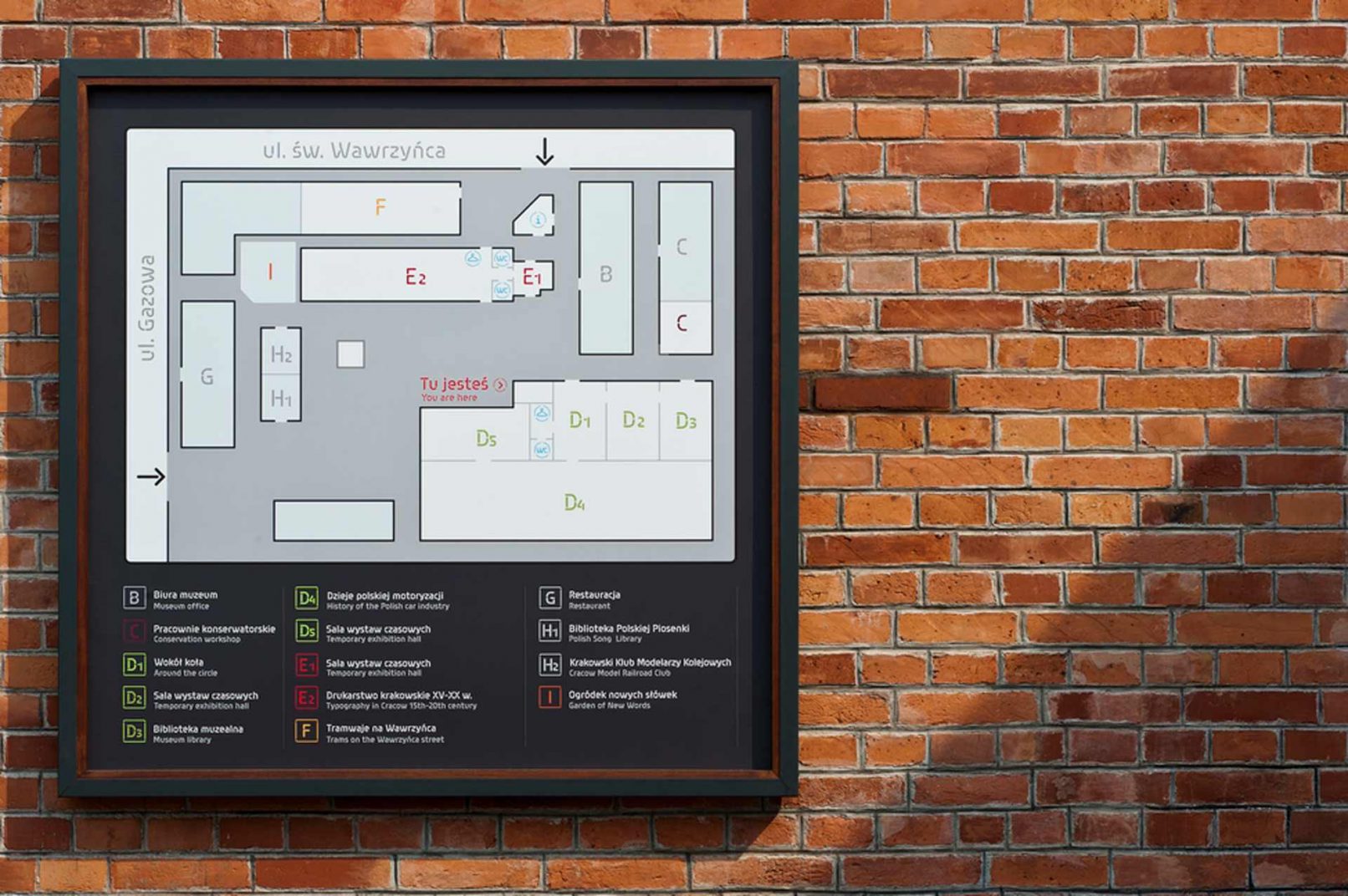 Muzeum Inżynierii Miejskiej system orientacji przestrzennej Grid Studio Projektowe