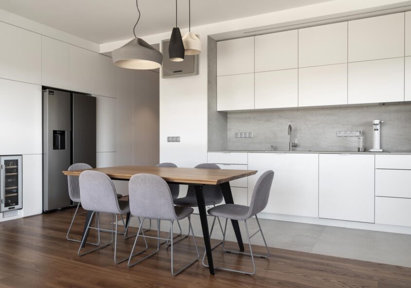 projekt wnętrza, kuchnia oraz jadalnia